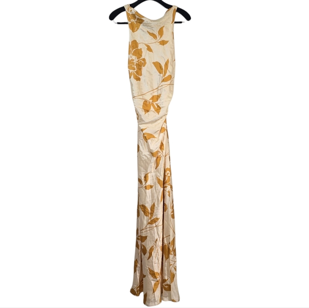 Reformation Anaiis 100% Silk Gold Floral Maracuya Maxi Dress 8 New - Picture 3 of 12